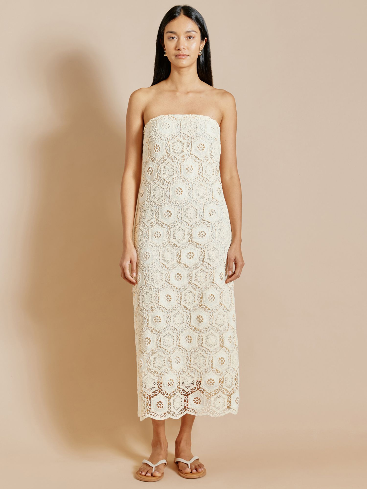 Buy Albaray Bandeau Crochet Dress, Cream Online at johnlewis.com