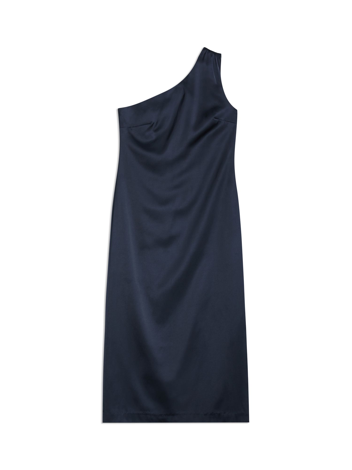 Albaray One Shoulder Midi Satin Dress, Navy, 8