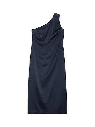 Albaray One Shoulder Midi Satin Dress, Navy