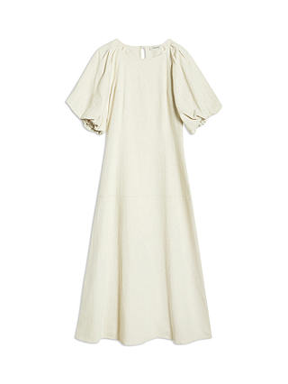 Albaray Cotton Linen Blend Puff Sleeve Midi Dress, Sand