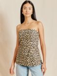 Albaray Animal Print Organic Cotton Bandeau Top, Brown/Multi