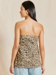 Albaray Animal Print Organic Cotton Bandeau Top, Brown/Multi