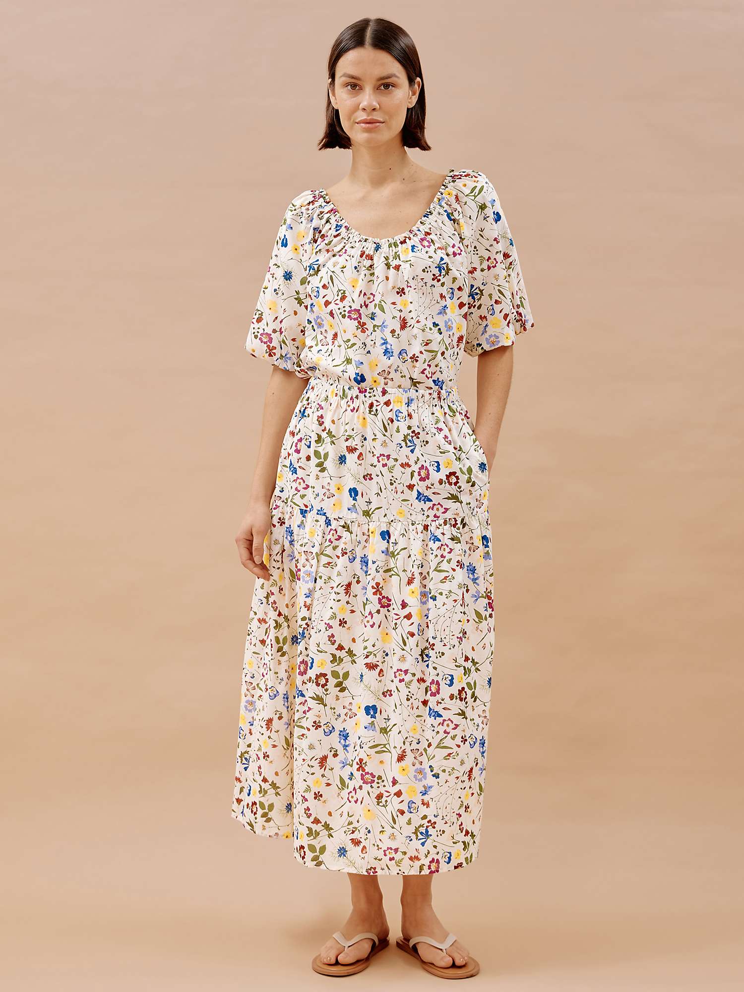 Buy Albaray Buttercup Pressed Floral Top, Cream Online at johnlewis.com
