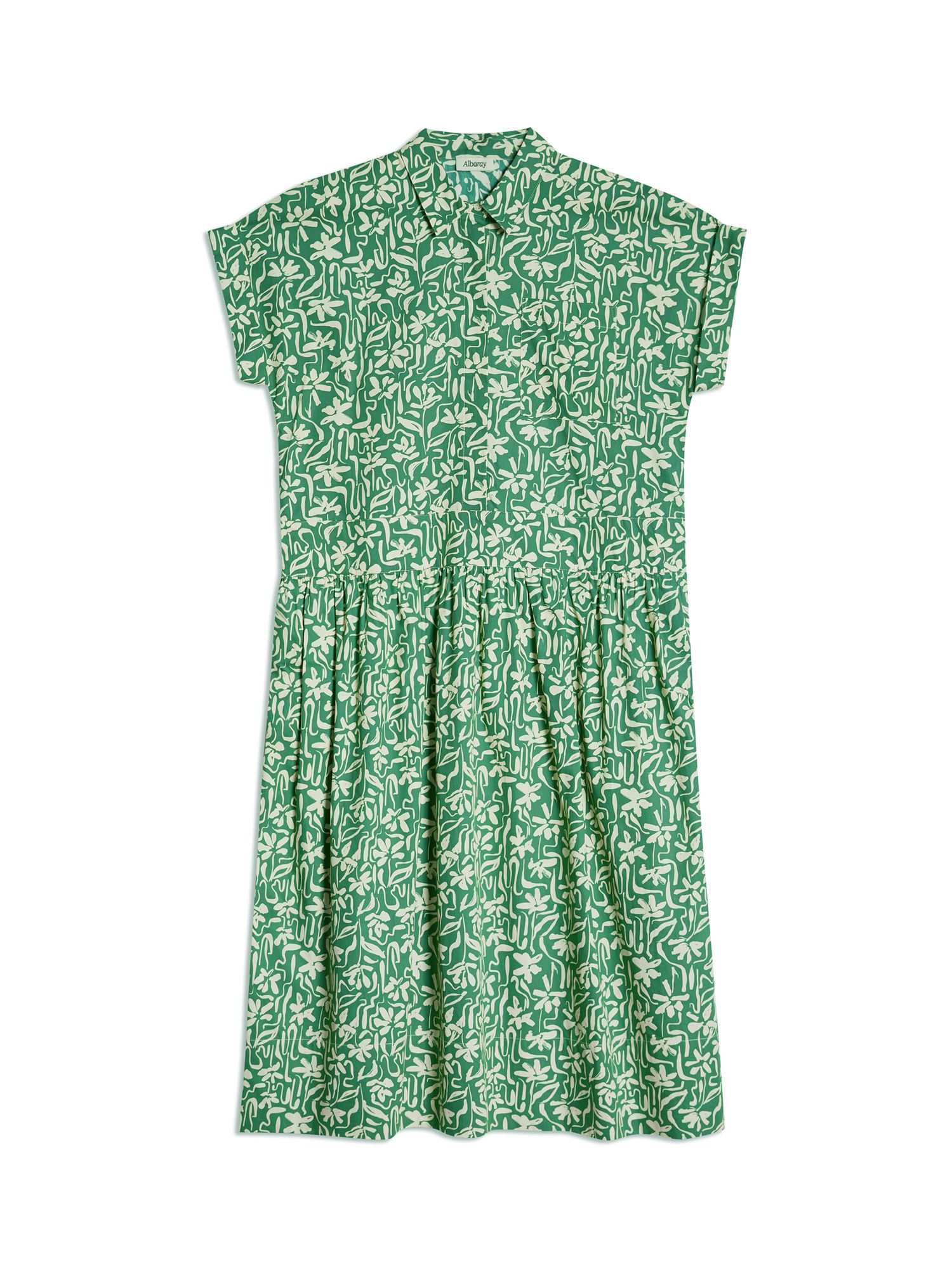 Buy Albaray Organic Cotton Brushstroke Dress, Green Online at johnlewis.com