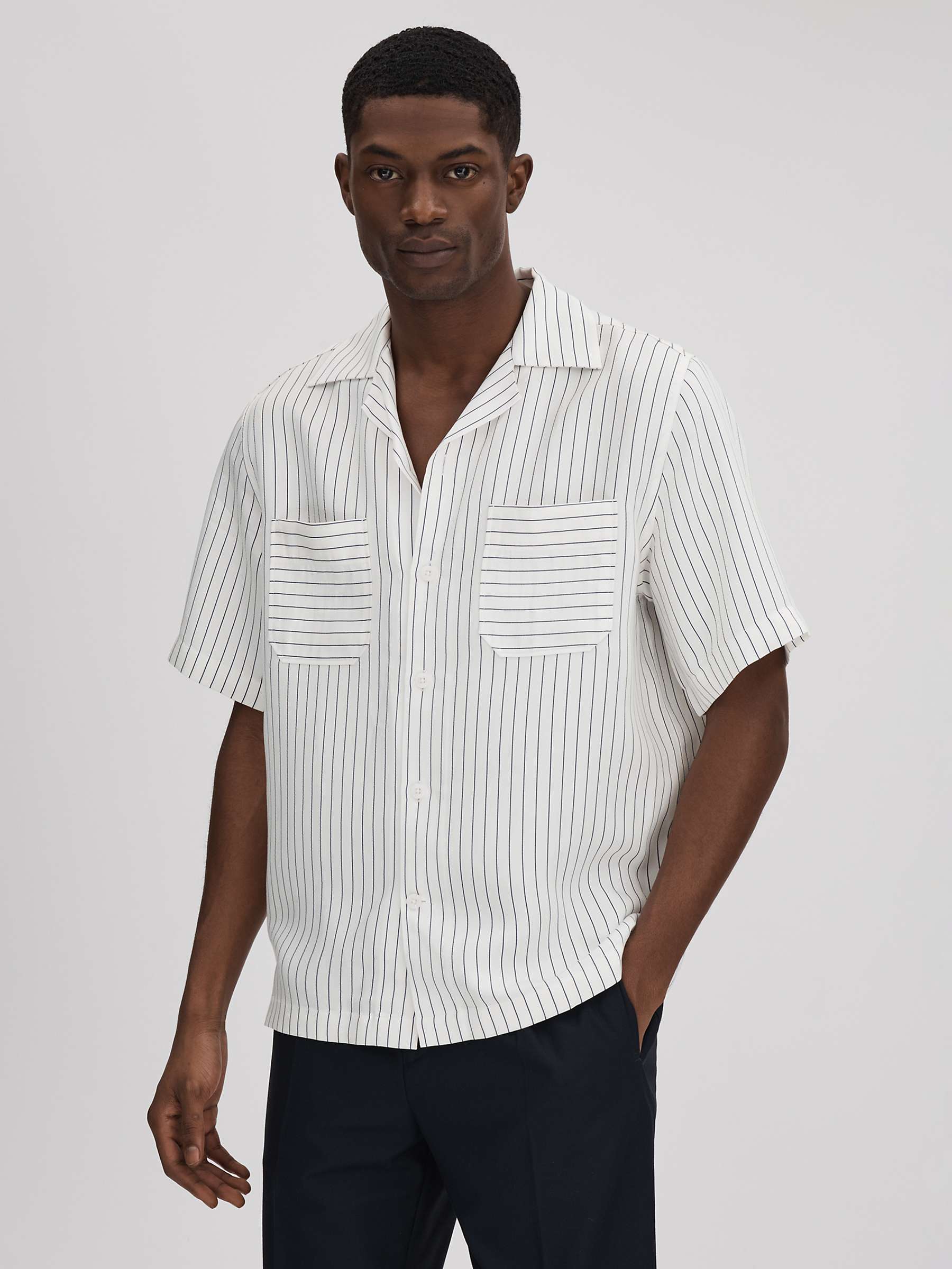 Buy Reiss Anchor Stripe Boxy Shirt, White/Navy Online at johnlewis.com