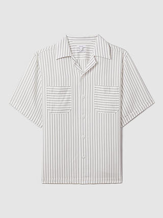 Reiss Anchor Stripe Boxy Shirt, White/Navy