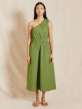 Albaray One Shoulder Organic Cotton Midi Dress, Green, Green