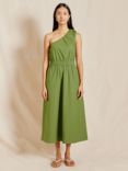 Albaray One Shoulder Organic Cotton Midi Dress, Green