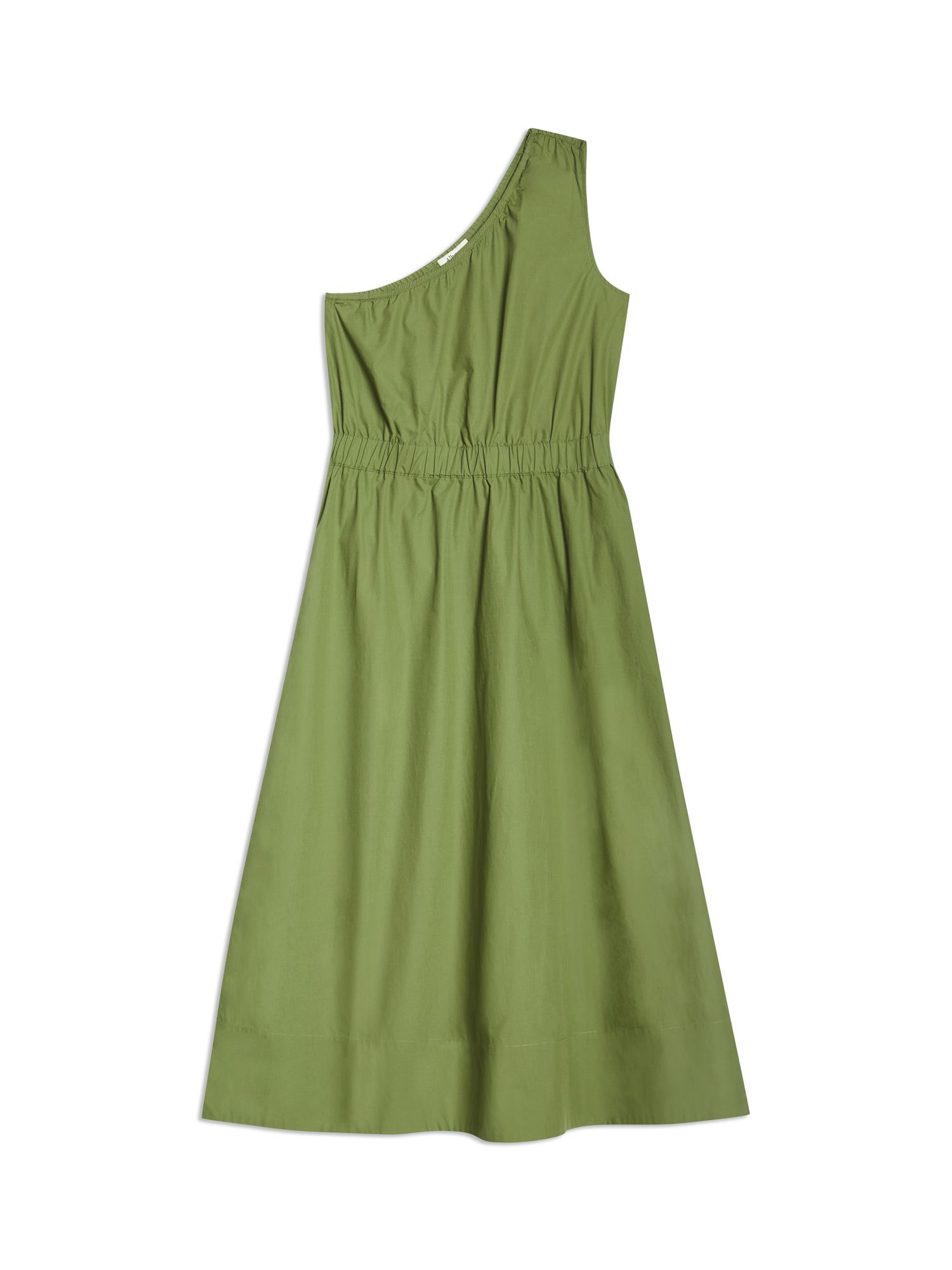 Albaray One Shoulder Organic Cotton Midi Dress, Green, 8