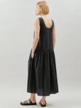 Albaray Drop Gathered Waist Stripe Dress, Black