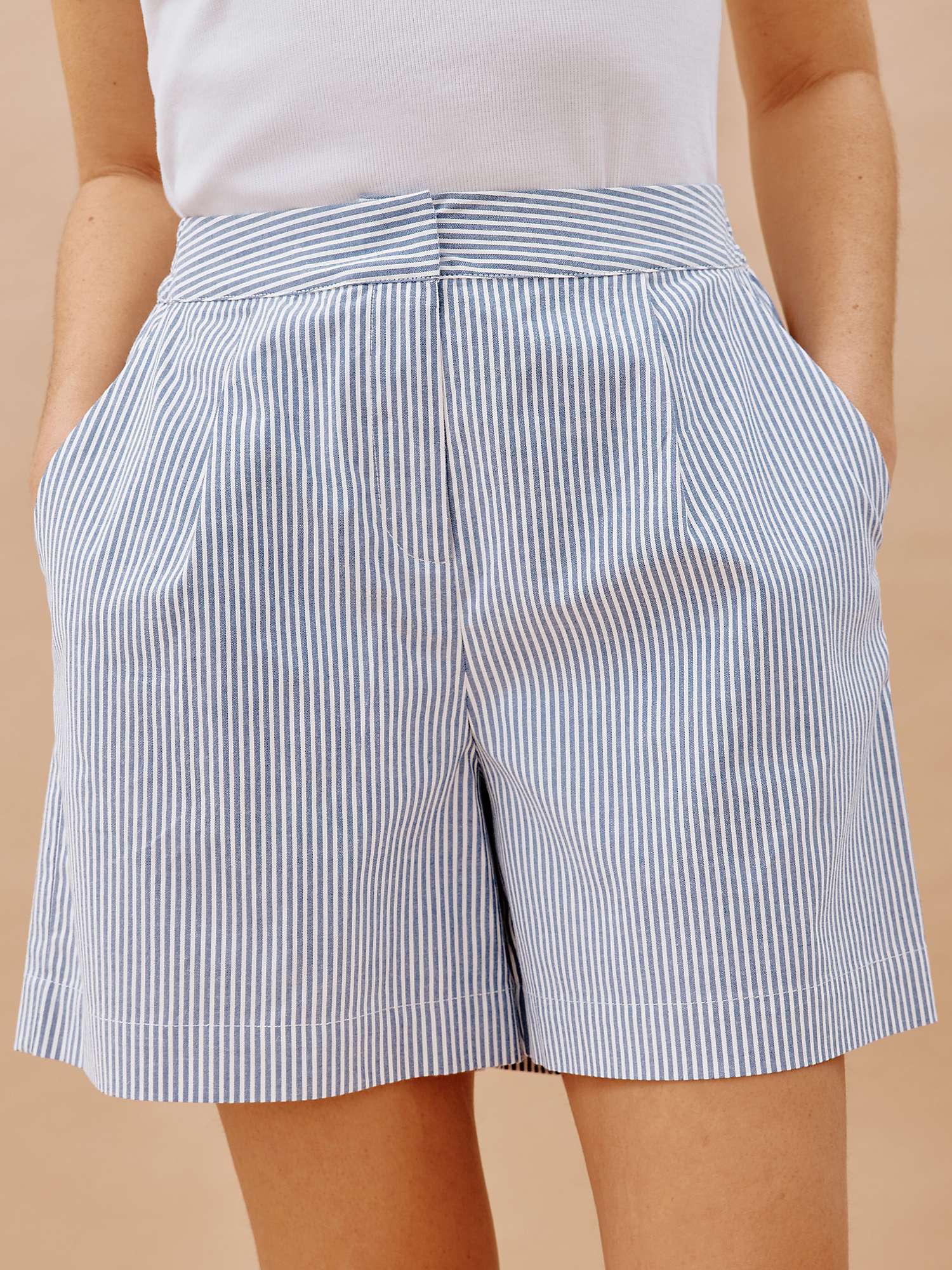 Buy Albaray Ticking Stripe Organic Cotton Shorts, Blue Online at johnlewis.com