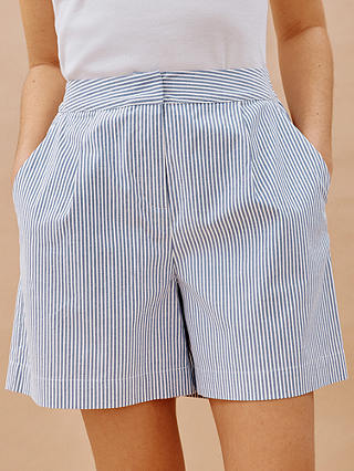 Albaray Ticking Stripe Organic Cotton Shorts, Blue