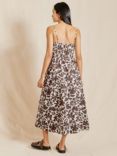 Albaray Organic Cotton Floral Strappy Dress, Brown