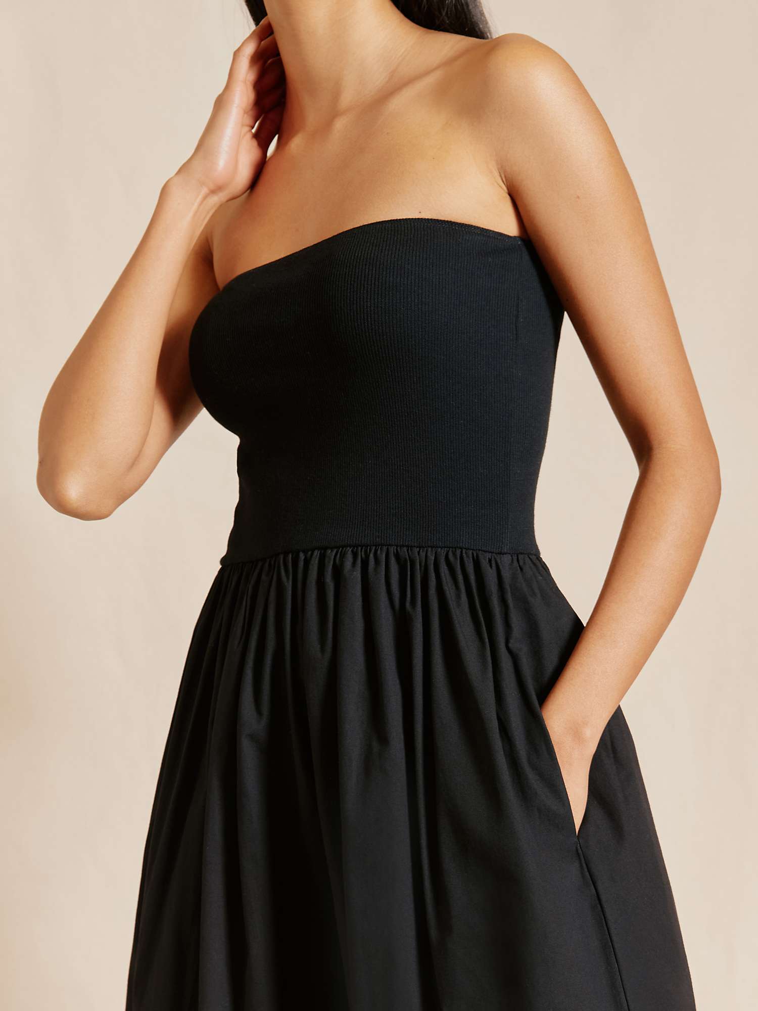 Buy Albaray Woven Mix Bandeau Midi Dress, Black Online at johnlewis.com