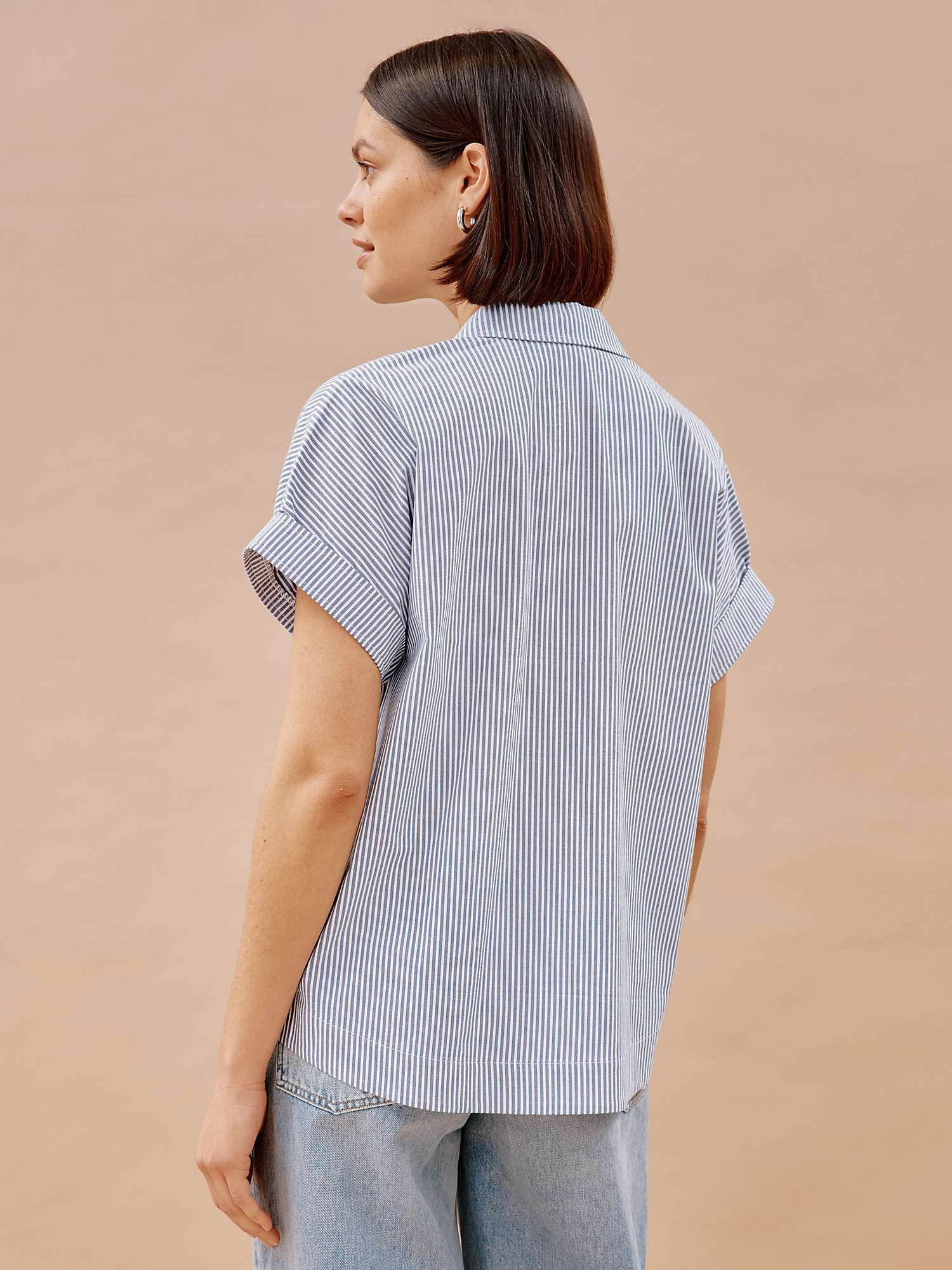 Buy Albaray Ticking Stripe Boxy Shirt, Blue/White Online at johnlewis.com