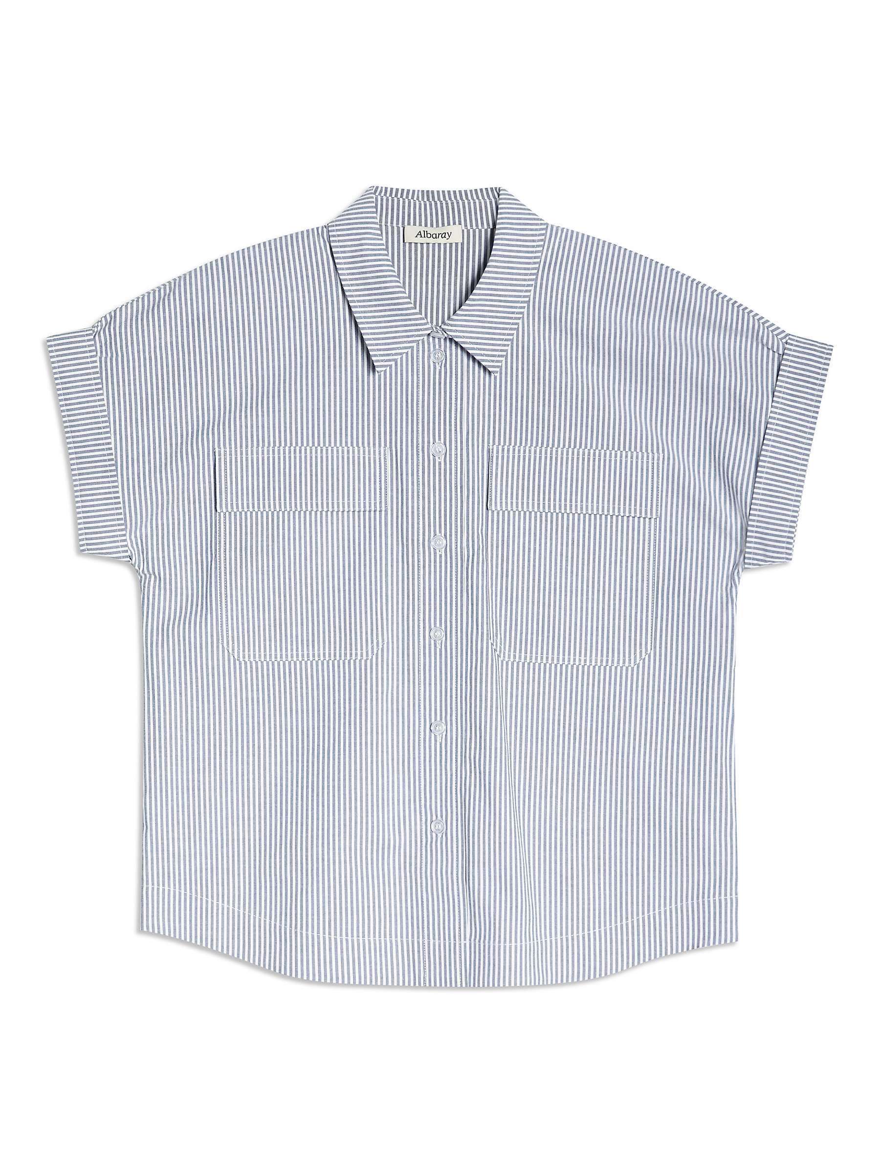 Buy Albaray Ticking Stripe Boxy Shirt, Blue/White Online at johnlewis.com