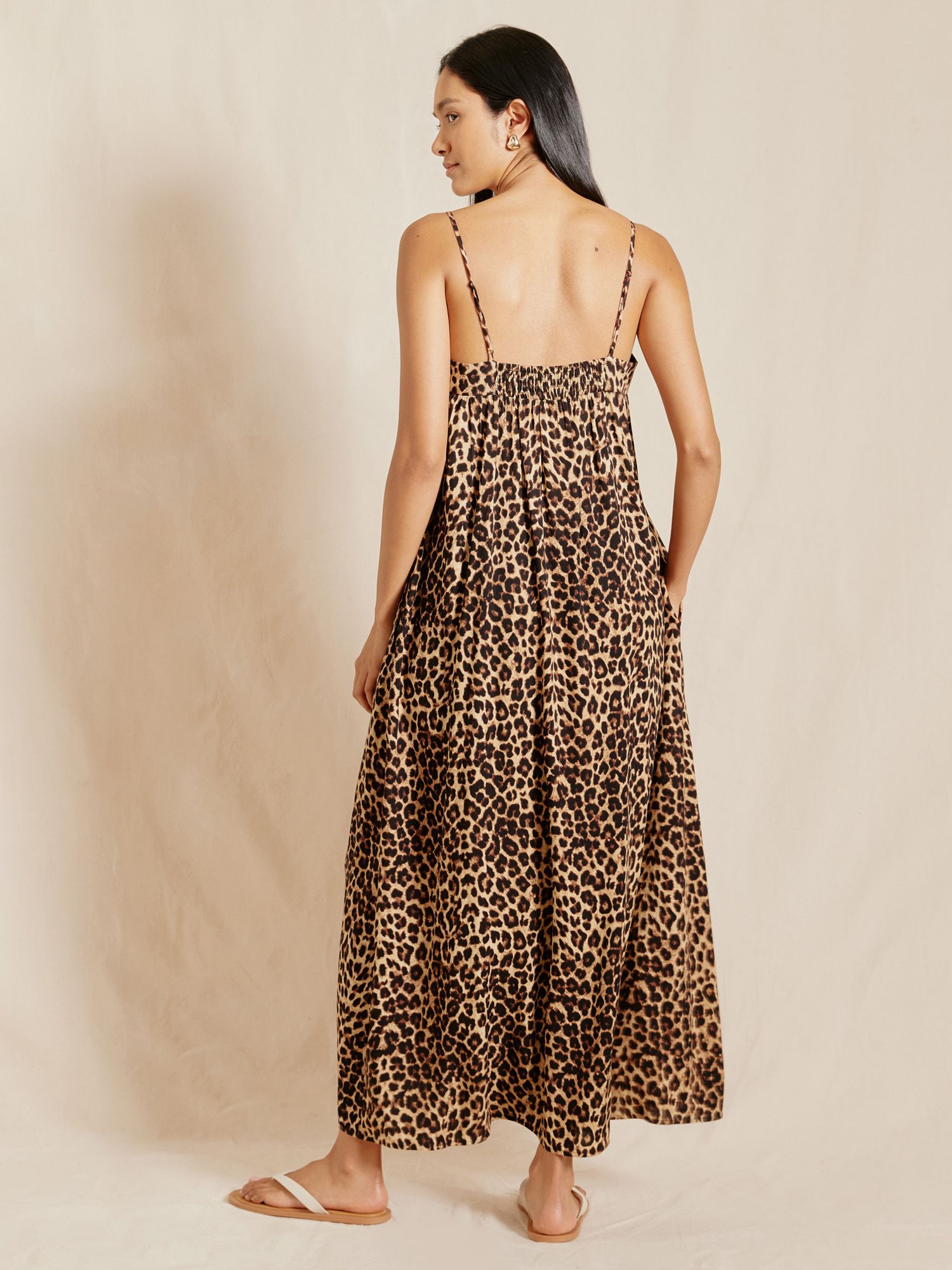 Albaray Animal Print Sleeveless Maxi Dress, Brown, 8