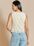 Albaray Cropped Crochet Button Through Top, Cream