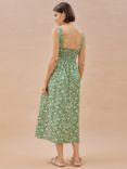 Albaray Brushstroke Floral Print Midi Sundress, Green/Multi