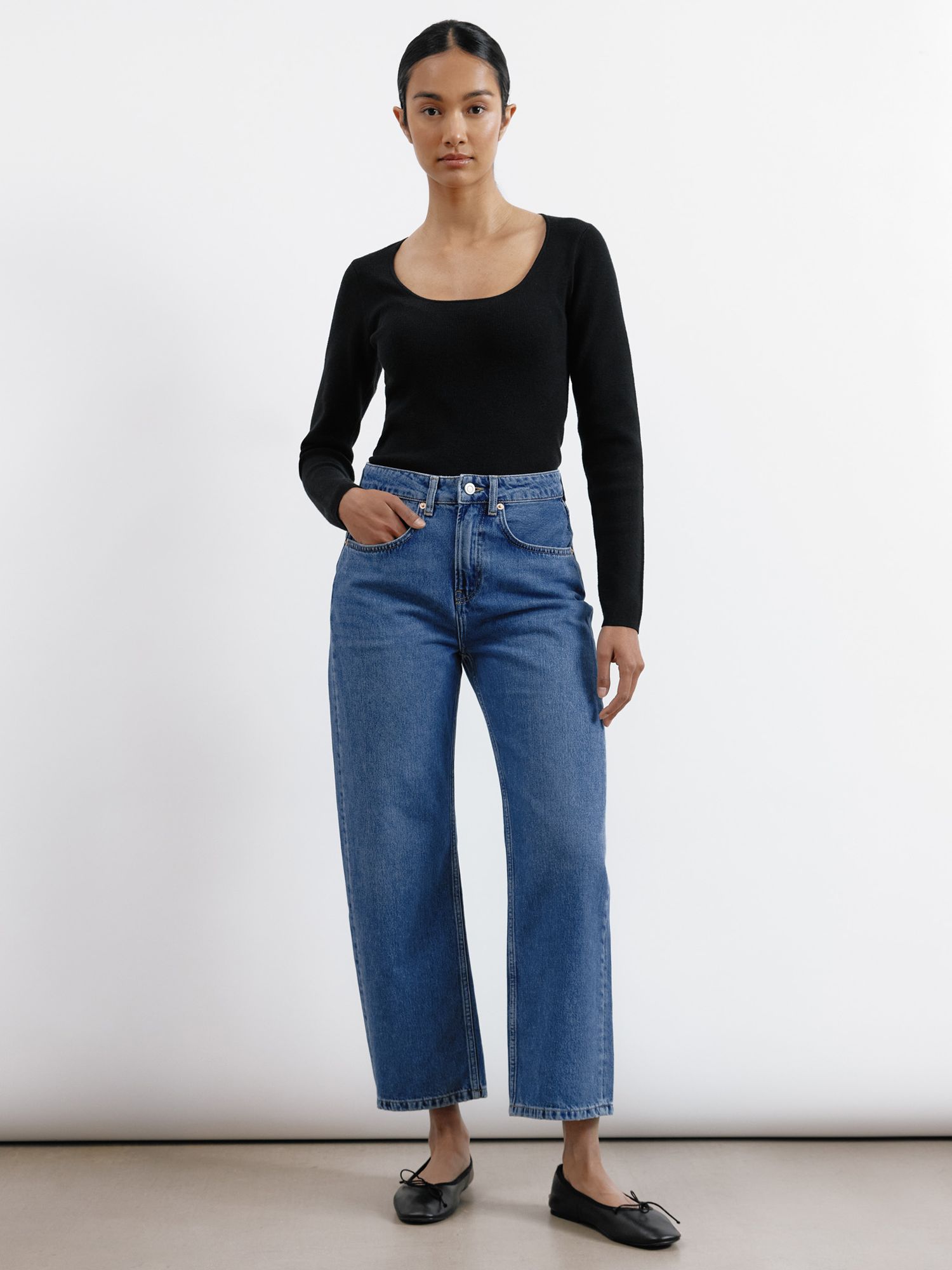 Albaray Organic Cotton Boyfriend Jeans, Indigo, 14