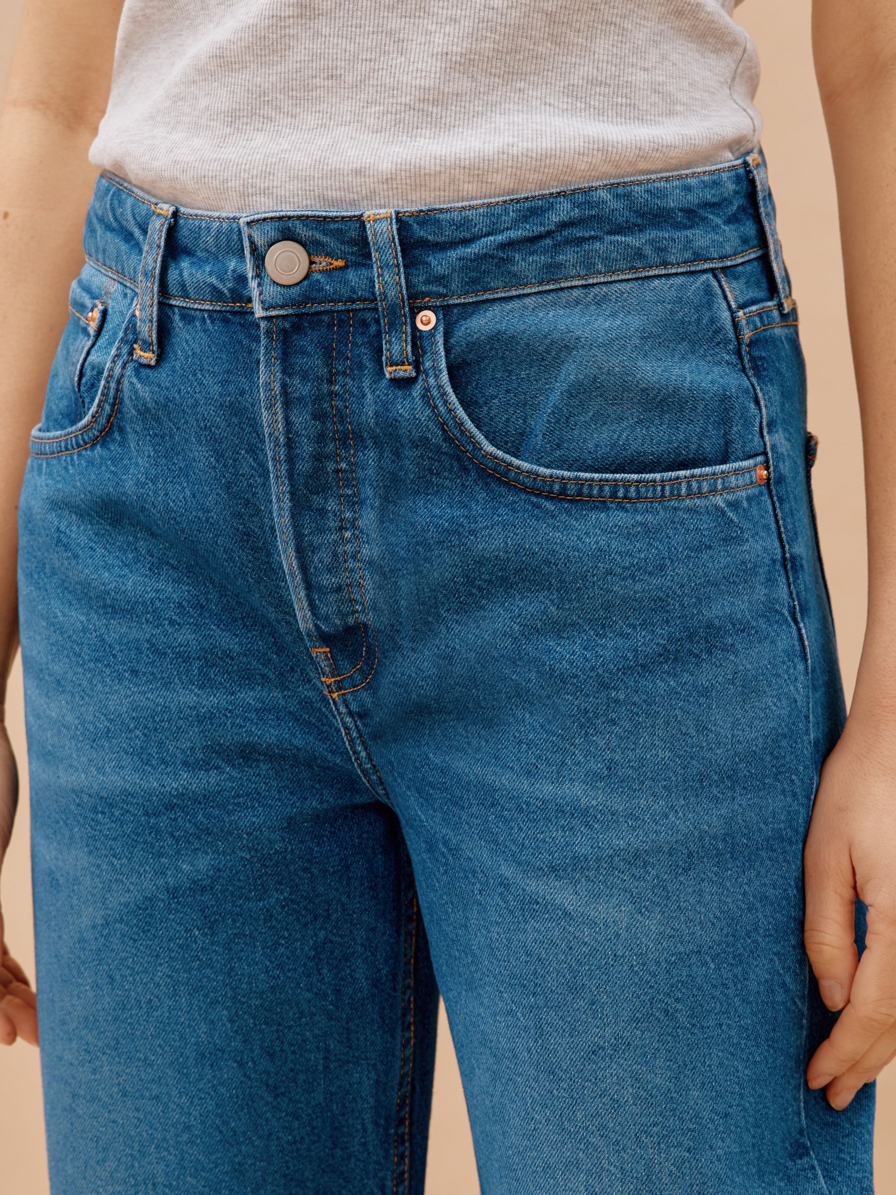 Albaray Organic Cotton Boyfriend Jeans, Indigo, 14