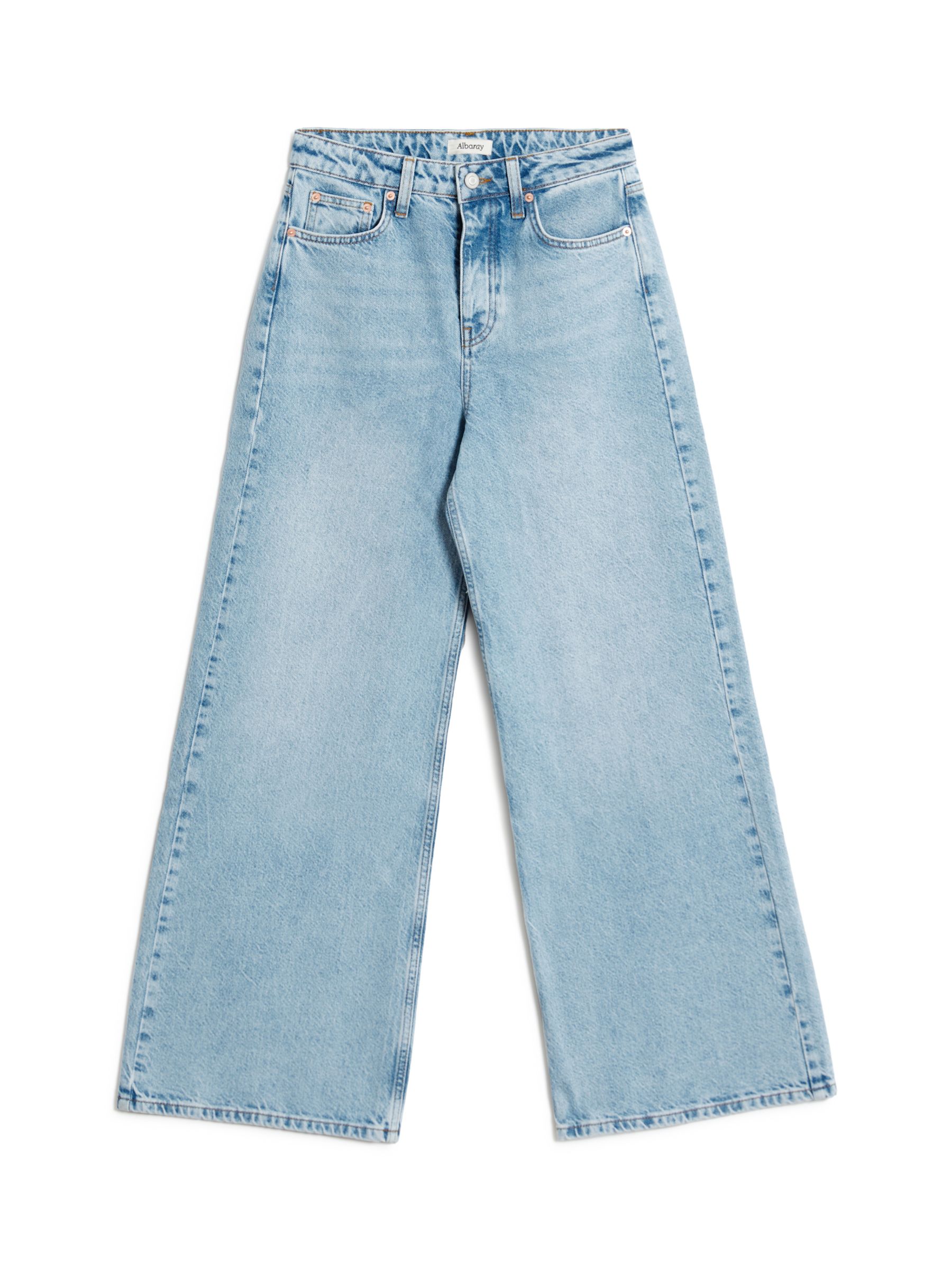 Albaray Organic Cotton Wide Leg Jeans, Light Wash, 16