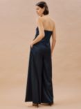 Albaray Satin Bandeau Neck Jumpsuit, Navy