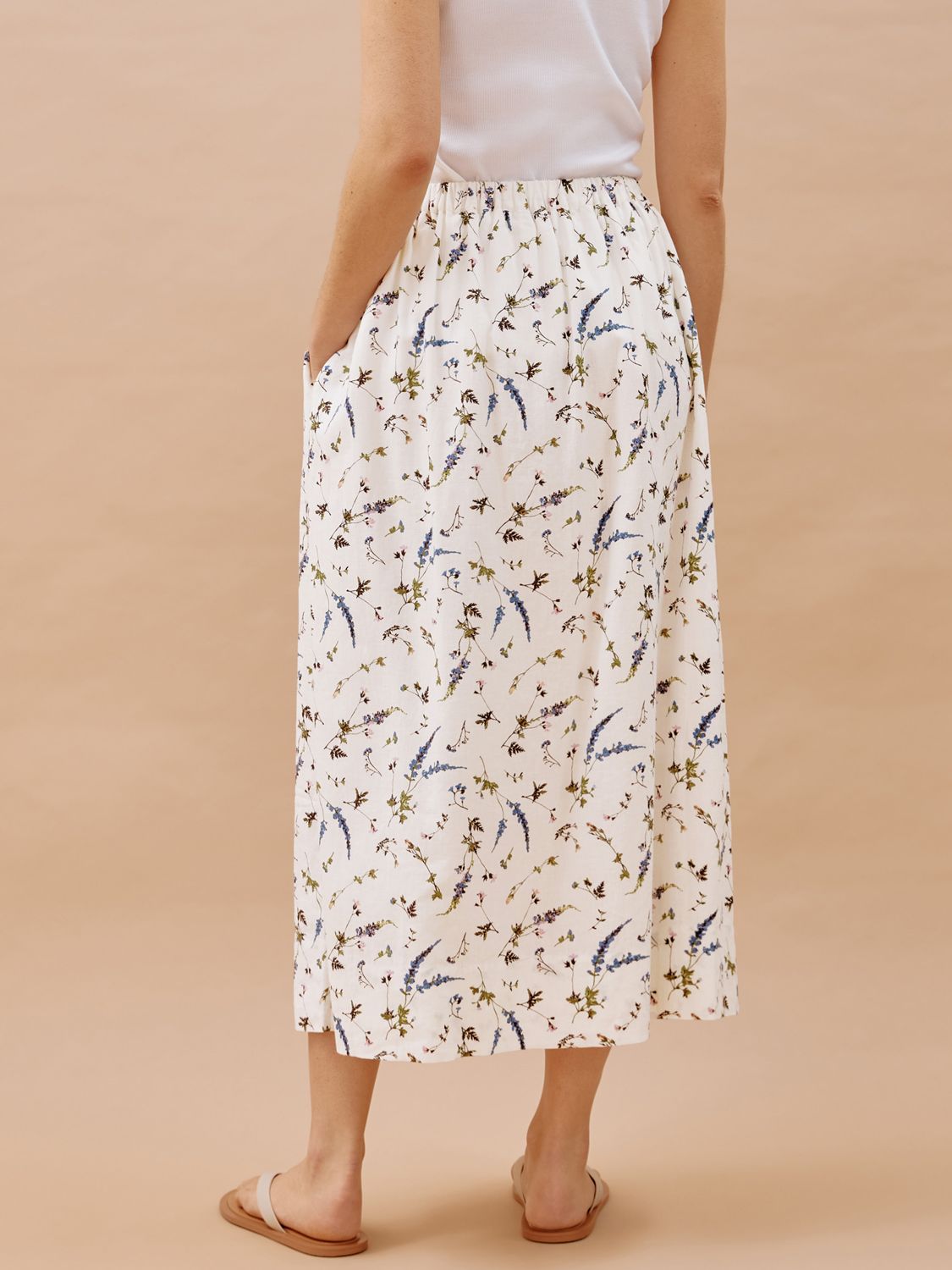 Buy Albaray Sprig Floral Skirt, White/Multi Online at johnlewis.com