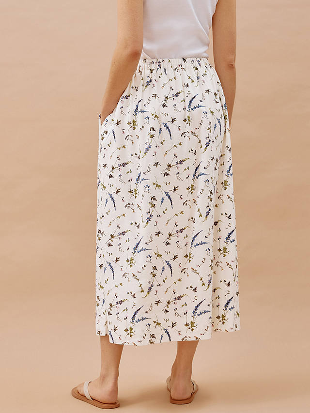 Albaray Sprig Floral Skirt, White/Multi