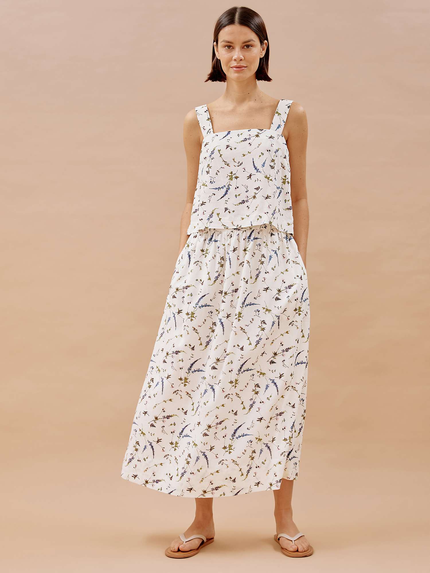 Buy Albaray Sprig Floral Skirt, White/Multi Online at johnlewis.com