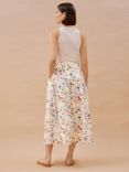 Albaray Buttercup Pressed Floral Midi Skirt, Cream/Multi, Cream/Multi
