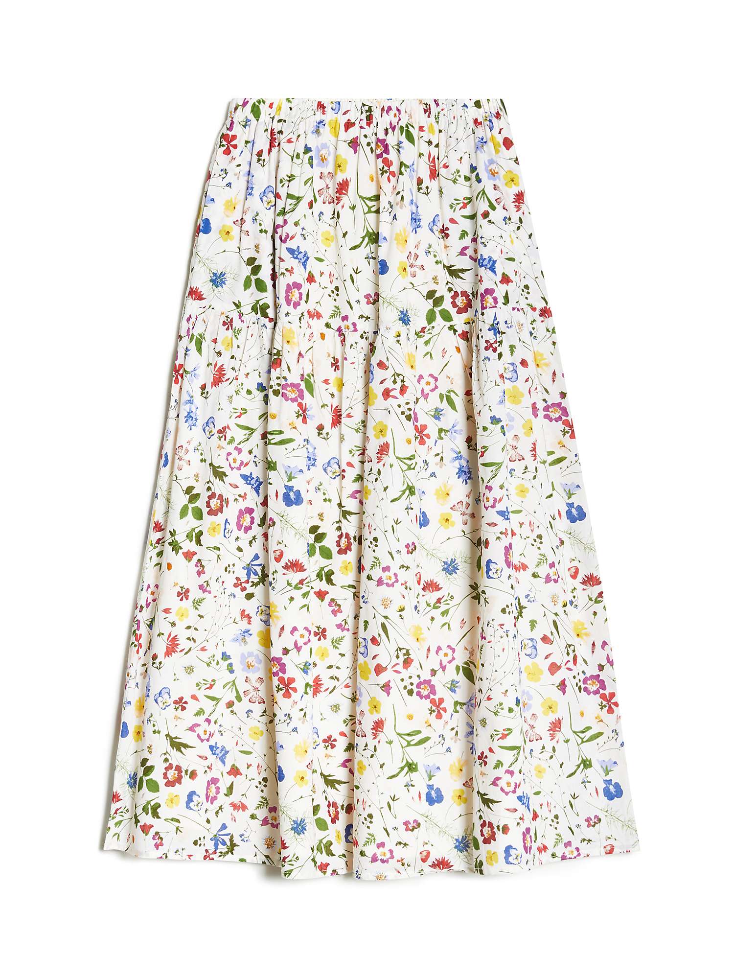 Buy Albaray Buttercup Pressed Floral Midi Skirt, Cream/Multi Online at johnlewis.com