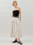 Albaray Deep Waist Organic Cotton Maxi Skirt, Stone