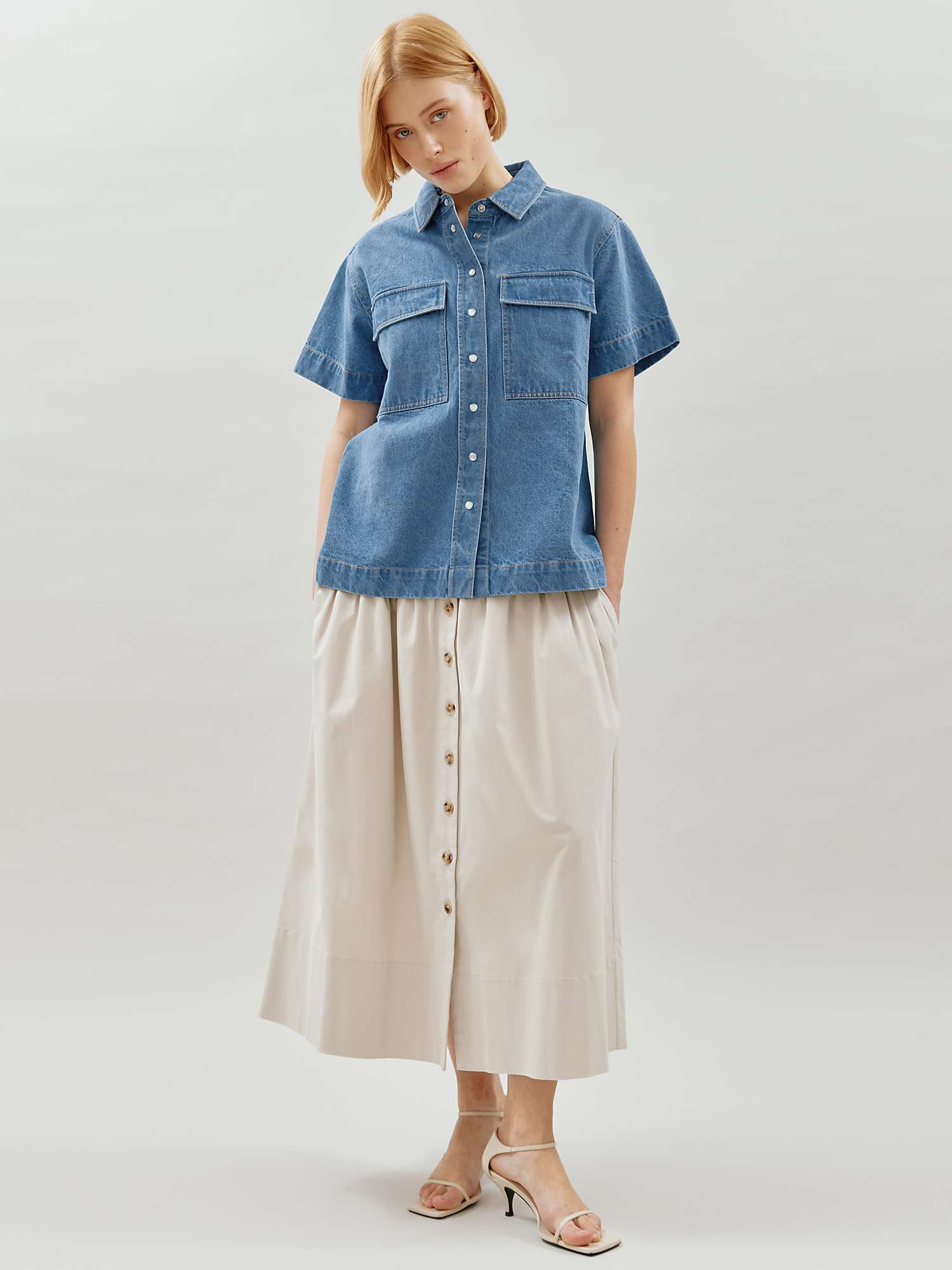Buy Albaray Deep Waist Organic Cotton Maxi Skirt, Stone Online at johnlewis.com