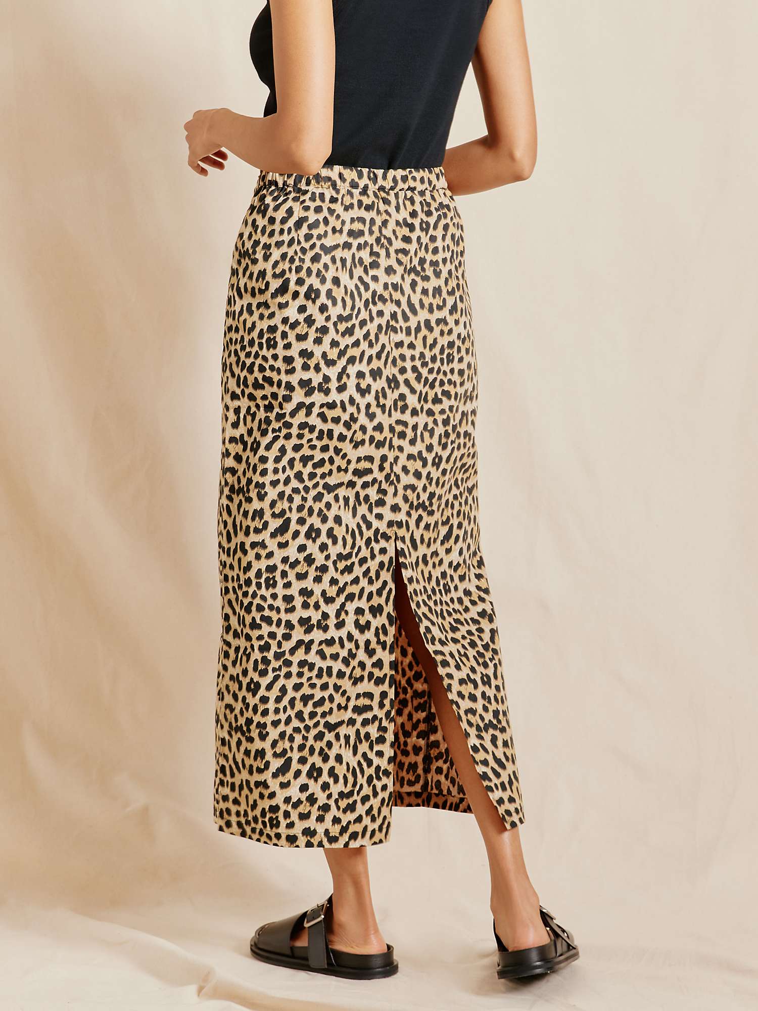 Buy Albaray Organic Cotton Animal Print Midi Skirt, Brown Online at johnlewis.com