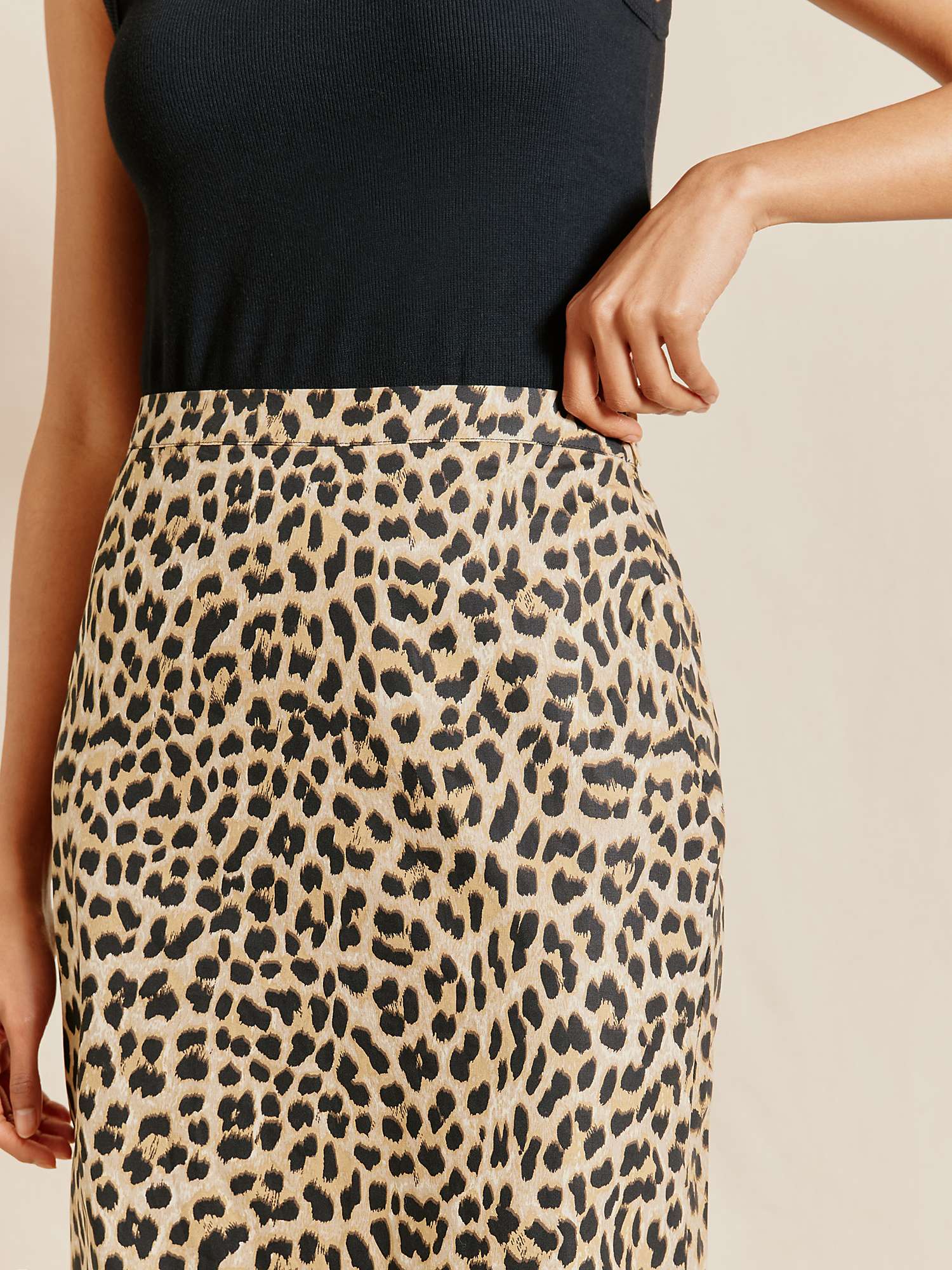 Buy Albaray Organic Cotton Animal Print Midi Skirt, Brown Online at johnlewis.com