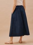 Albaray Organic Cotton Full Midi Skirt, Navy
