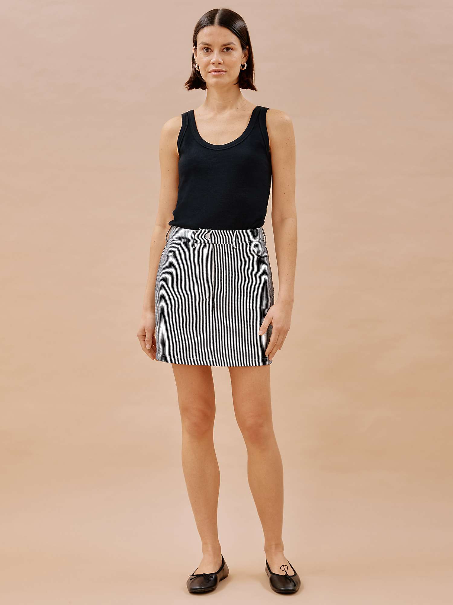 Buy Albaray Ticking Stripe Mini Skirt, Black/White Online at johnlewis.com