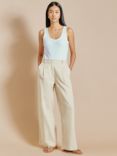 Albaray Cotton Linen Blend Twill Trousers, Sand