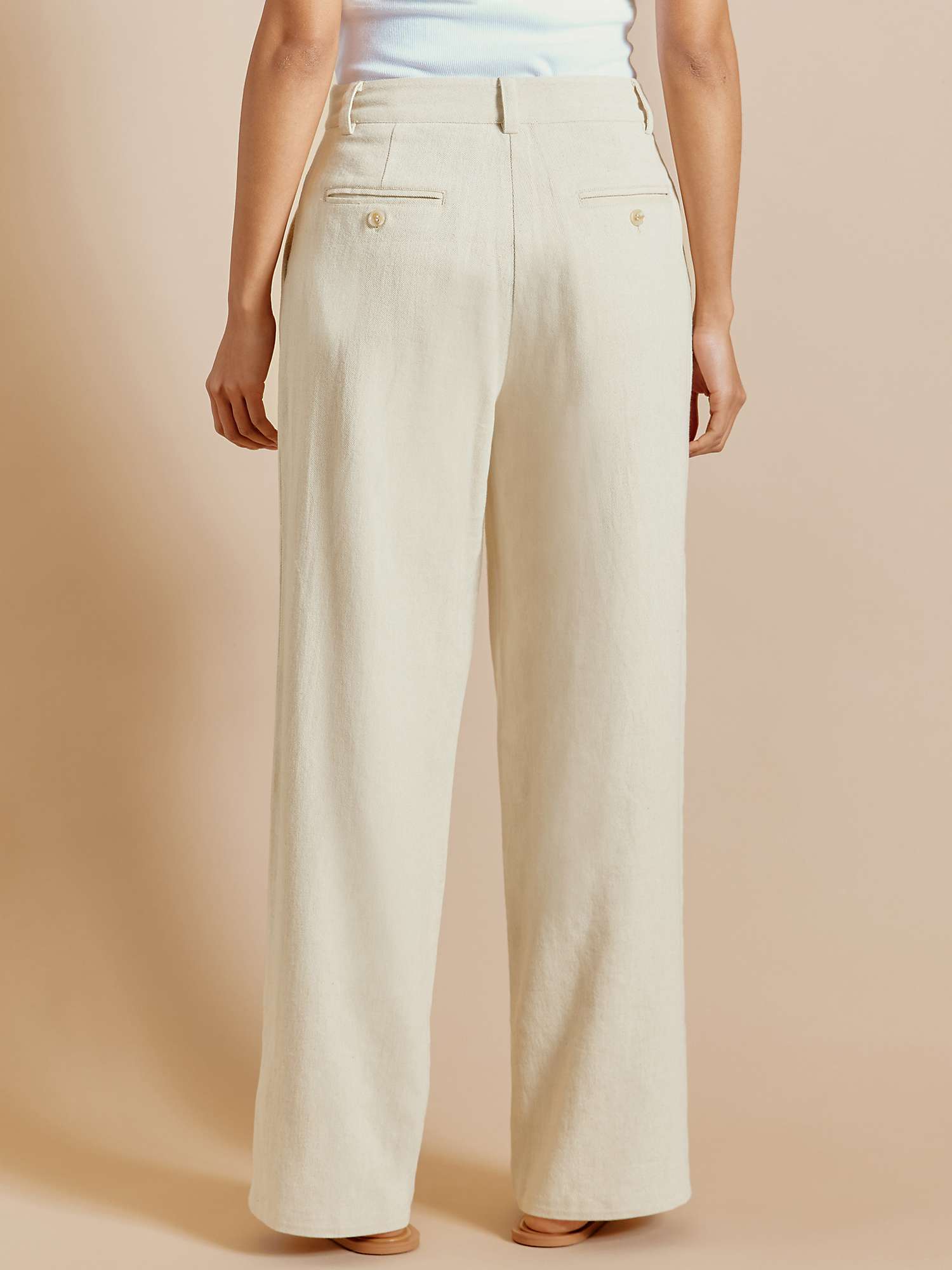 Buy Albaray Cotton Linen Blend Twill Trousers, Sand Online at johnlewis.com