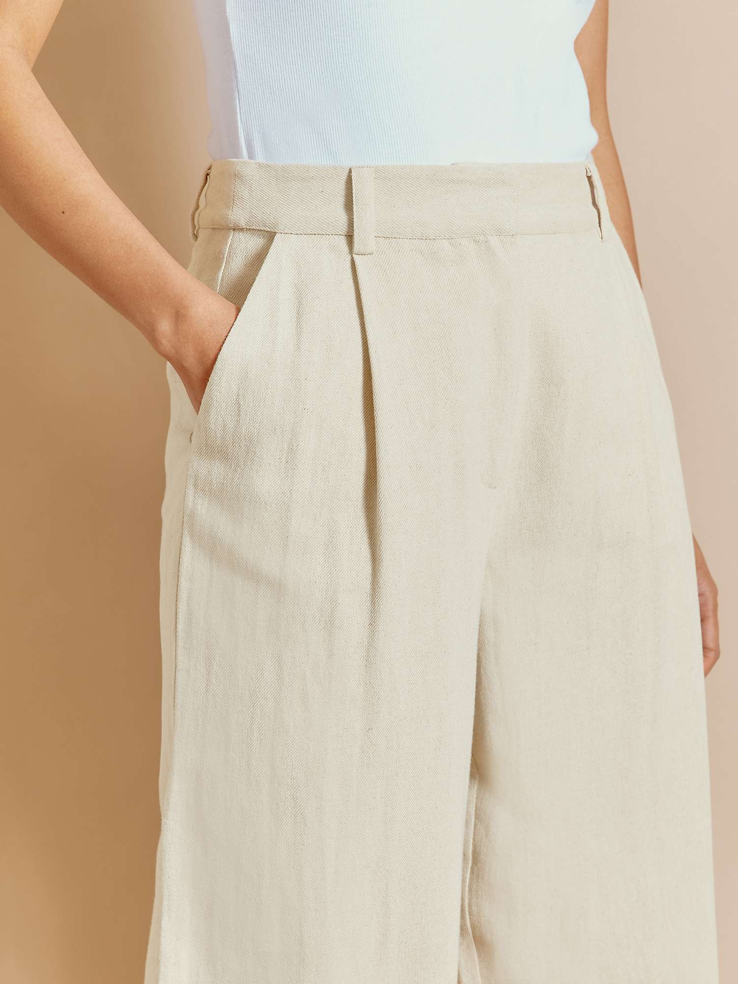 Buy Albaray Cotton Linen Blend Twill Trousers, Sand Online at johnlewis.com