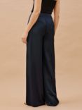 Albaray Satin Wide Leg Trousers, Navy, Navy