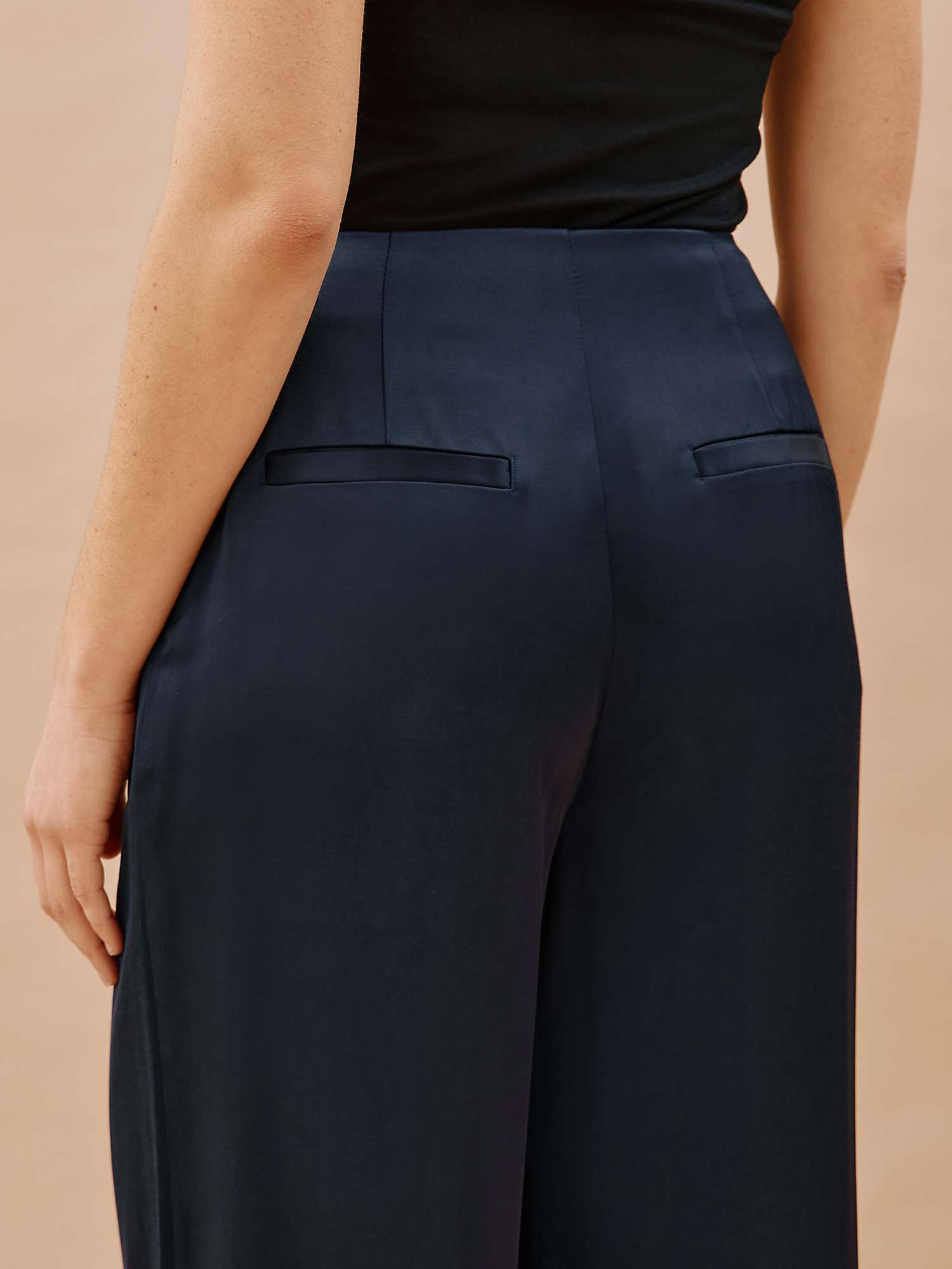 Buy Albaray Satin Wide Leg Trousers, Navy Online at johnlewis.com