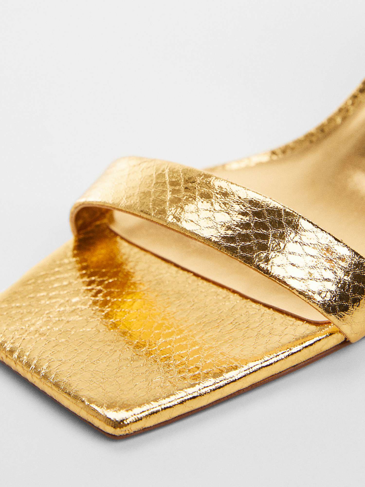 Buy Mango Metallic Snake Slingback Sandals, Gold Online at johnlewis.com