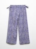 Mango Kids' Sagaro Geometric Floral Print Trousers, Medium Blue