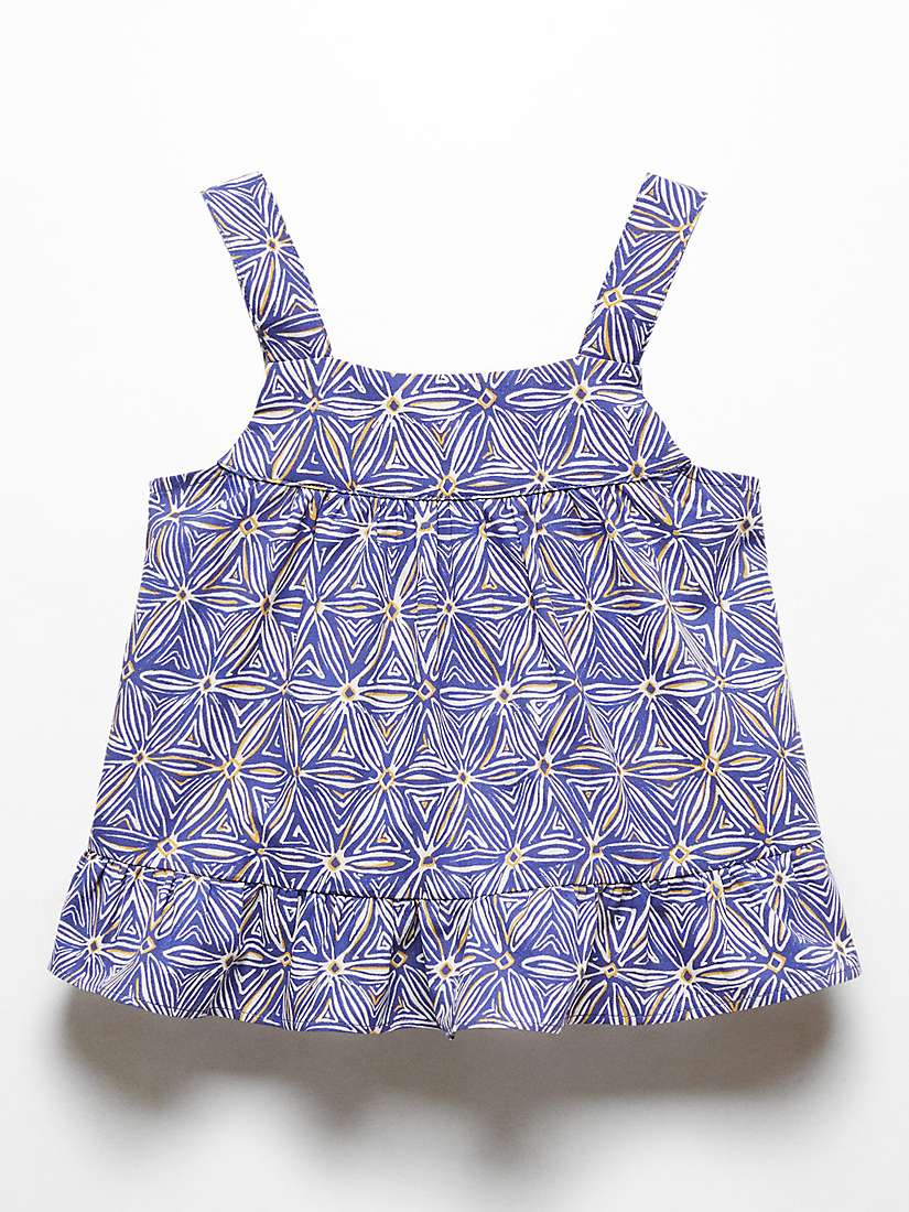 Buy Mango Kids' Sagaro Geometric Floral Print Blouse, Medium Blue Online at johnlewis.com