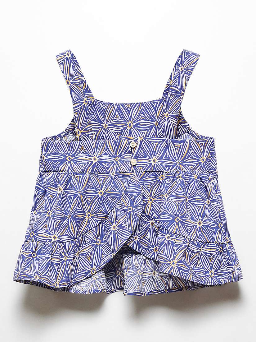 Buy Mango Kids' Sagaro Geometric Floral Print Blouse, Medium Blue Online at johnlewis.com