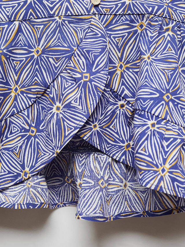 Mango Kids' Sagaro Geometric Floral Print Blouse, Medium Blue