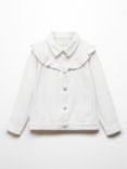 Mango Kids' Normi Ruffle Denim Jacket, White