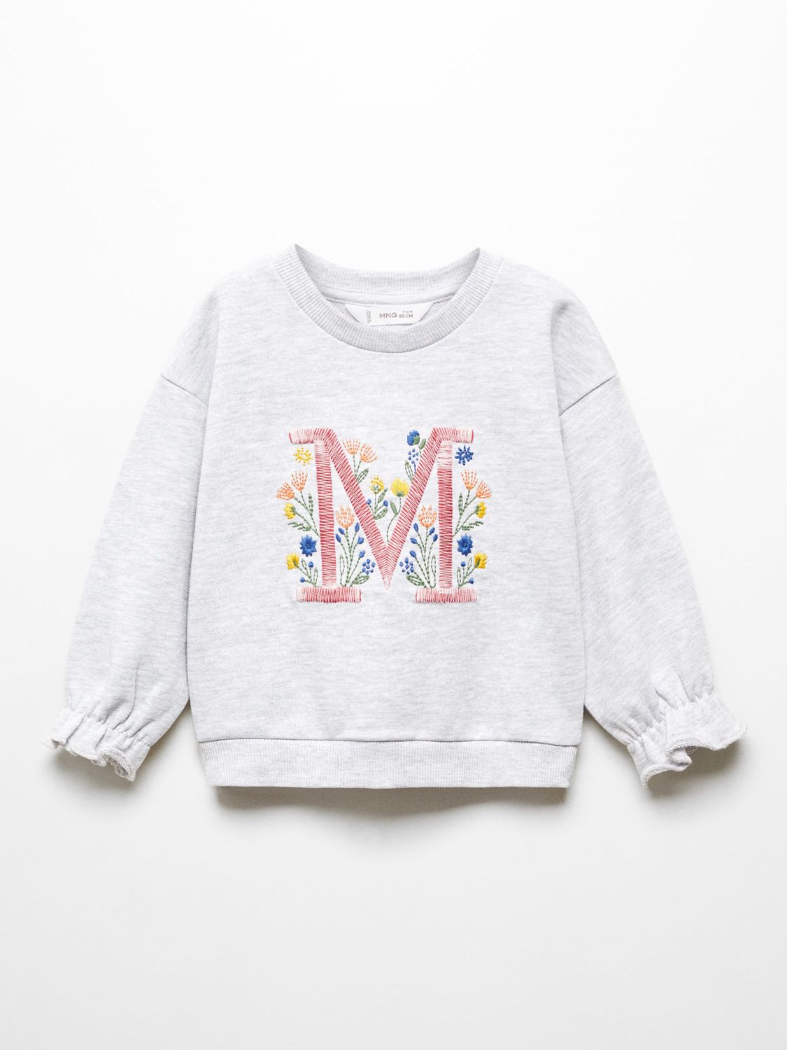 Buy Mango Baby Floral Embroidered M Sweatshirt, Light Pastel Grey Online at johnlewis.com